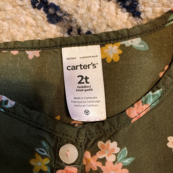 Carters Girls Green & Pink Floral Outfit - Picture 3 of 5